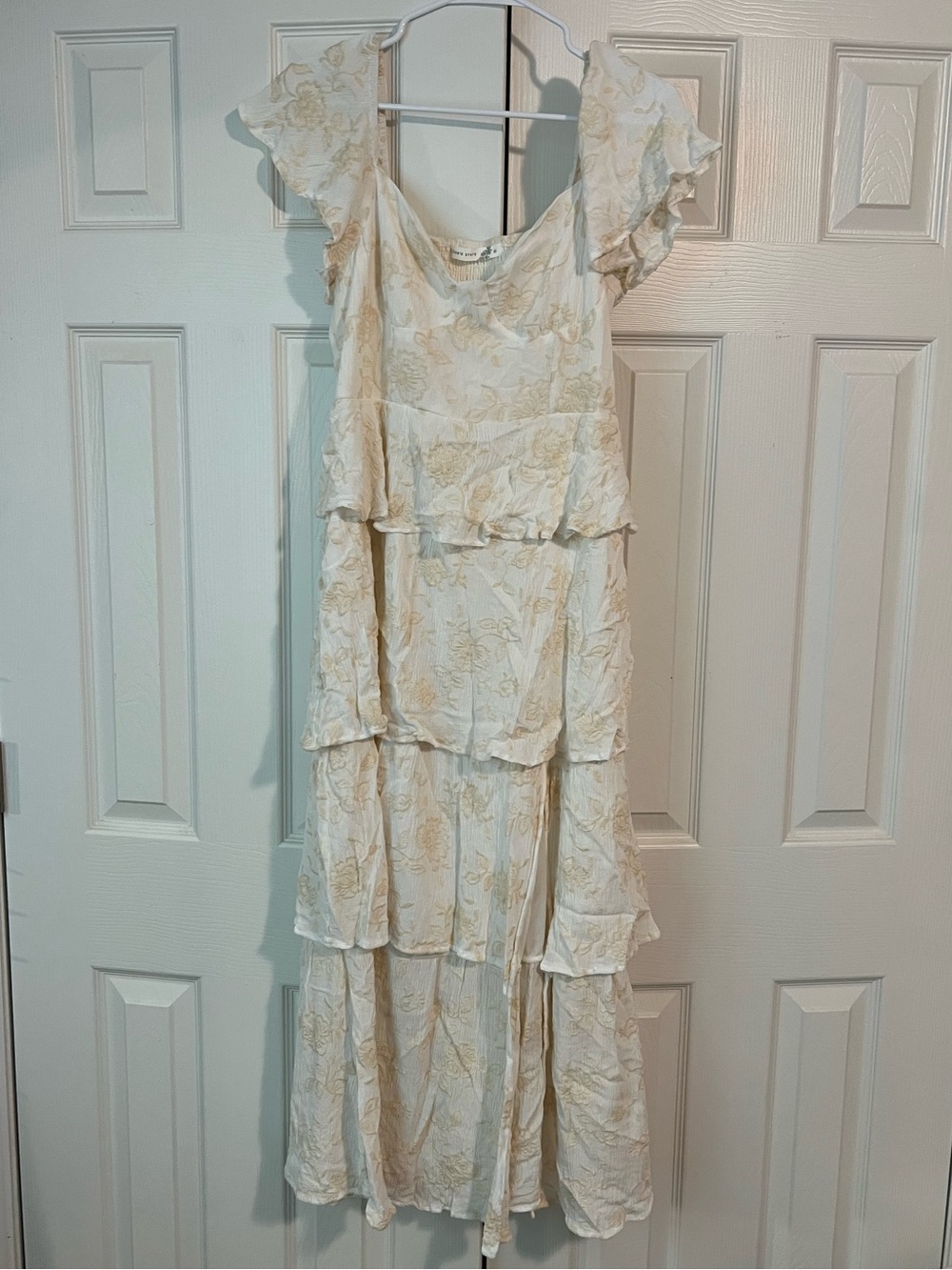 Altar'd State Cream Maxi Dress with Gold Floral Print